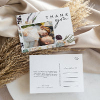 Mariage photo de Merci de script Floral blanc