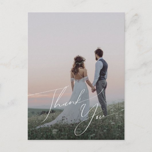 Carte Postale Mariage photo de Merci de script minime Whimsical (Devant)
