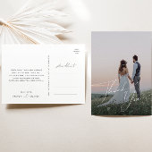 Carte Postale Mariage photo de Merci de script minime Whimsical