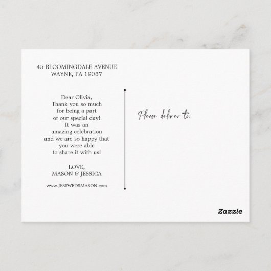 Carte postale Mariage photo de script main (Dos)