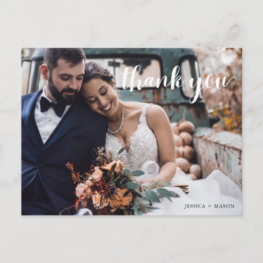 Carte postale Mariage photo de script main (Devant)