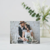 Carte Postale Mariage photo de script main Merci (Debout devant)