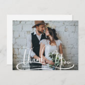 Carte Postale Mariage photo de script main Merci (Devant / Derrière)