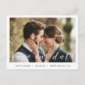 Carte Postale Mariage photo de script manuel moderne Sauvez notr (Devant)