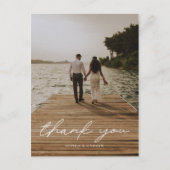 Carte Postale Mariage photo de script moderne Merci (Devant)