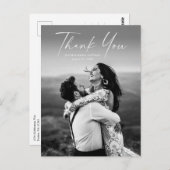 Carte Postale Mariage photo de script moderne Merci (Devant / Derrière)