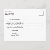 Carte Postale Mariage photo de script moderne Merci (Dos)