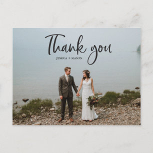 Carte postale Mariage photo de script rustique