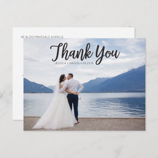 Carte postale Mariage photo de script rustique (Devant / Derrière)