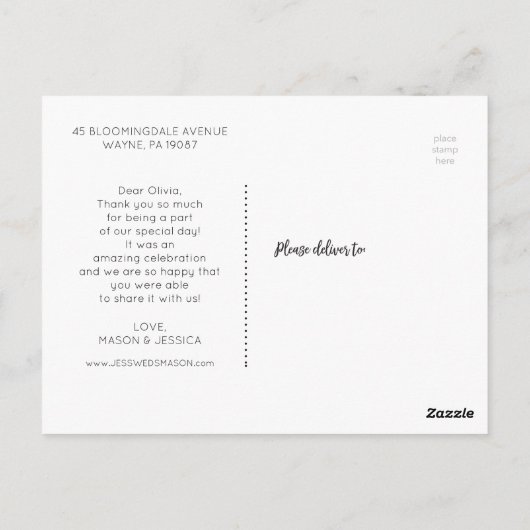 Carte postale Mariage photo de script rustique (Dos)