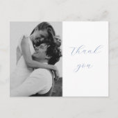 Carte Postale Mariage photo Dusty Blue Script tendance Merci (Devant)