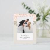 Carte Postale Mariage Photo Elegant Blush Sage Merci (Debout devant)