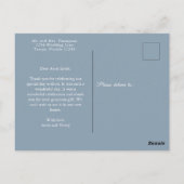 Carte Postale Mariage Photo Elegant Dusty Merci bleu (Dos)