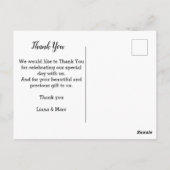 Carte Postale Mariage photo en noir Merci tendance (Dos)