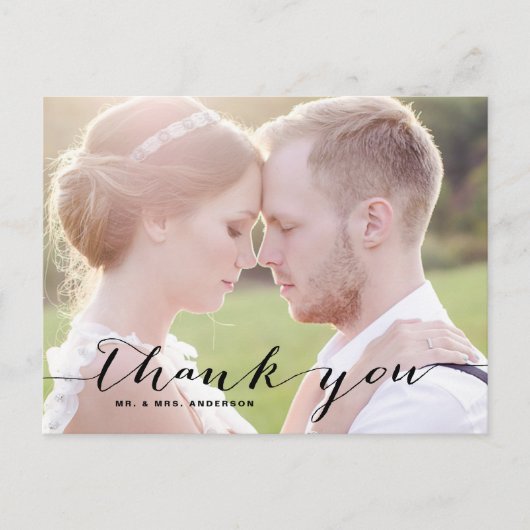 Carte postale Mariage photo en noir Script (Devant)
