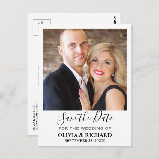 Carte Postale Mariage Photo Enregistrer La Date Annonce (Devant / Derrière)