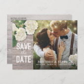 Carte Postale Mariage Photo Enregistrer La Date Hydrangeas Lumiè (Devant / Derrière)