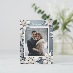 Carte Postale Mariage photo florale d'hiver merci