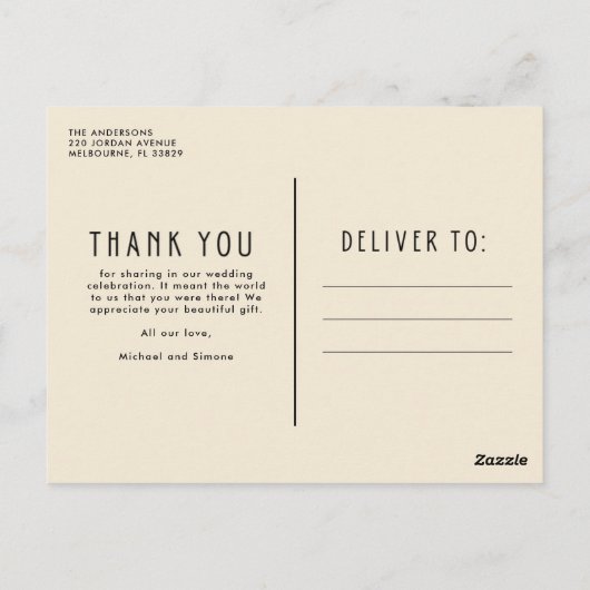 Carte postale Mariage photo ivoire moderne (Dos)