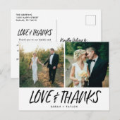 Carte postale Mariage photo Love and Merci (Devant / Derrière)