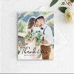 Carte Postale Mariage photo Merci à la main<br><div class="desc">Cartes postales en Merci de Mariage photo avec script lettres main.</div>