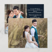 Carte Postale Mariage Photo Merci double face Marine (Devant / Derrière)