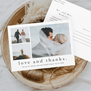 Carte Postale Mariage Photo Merci Love and Thanks