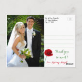 Carte postale mariage PHOTO Merci | Poppies rouges (Dos)