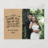 Carte Postale Mariage Photo Merci Rustic Kraft Boho Postcard (Devant)