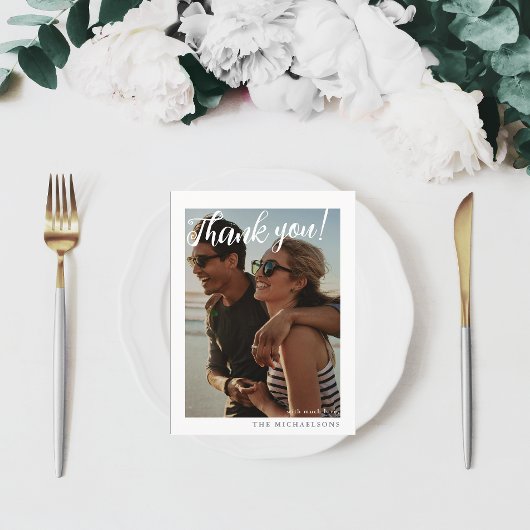 Carte Postale Mariage photo Merci simple