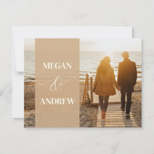 Carte Postale Mariage photo minimaliste beige