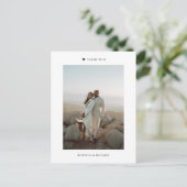 Carte Postale Mariage photo minimaliste moderne Merci (Debout devant)