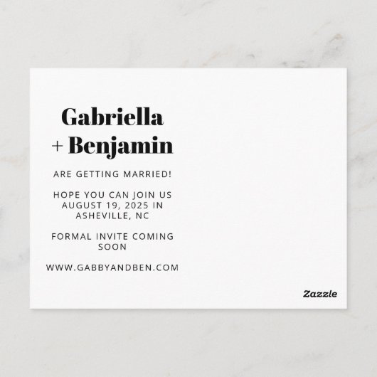 Carte Postale Mariage photo minimaliste simple (Dos)