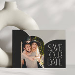 Carte Postale Mariage Photo Moderne Arch Chic Noir Beige<br><div class="desc">Élégant et chic,  ce faire-part de mariage moderne présente votre photo entourée de formes d'arche en noir et beige.</div>
