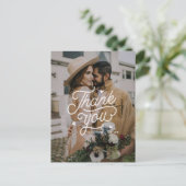 Carte Postale Mariage photo moderne Bold Typographie Merci (Debout devant)