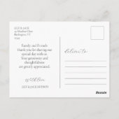 Carte Postale Mariage photo moderne design Merci (Dos)