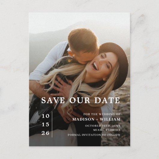 Carte Postale Mariage photo moderne Enregistrer la date Code QR (Devant)