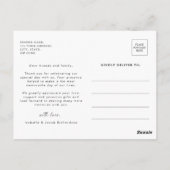 Carte Postale Mariage photo moderne et élégant Merci (Dos)