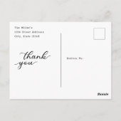 Carte Postale Mariage photo moderne lettres main Merci (Dos)