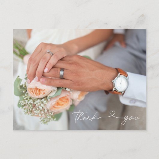 Carte Postale Mariage photo moderne simple et élégant Merci (Devant)