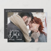 Carte Postale Mariage photo monochrome écrit à la main moderne i (Devant / Derrière)