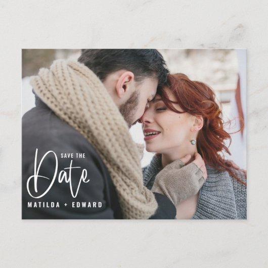 Carte Postale Mariage photo monochrome écrit à la main moderne i (Devant)