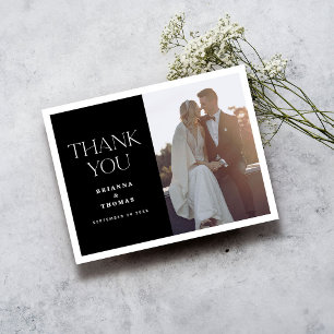 Carte Postale Mariage photo noir blanc classique Merci