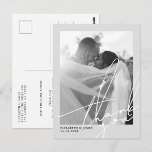 Carte Postale Mariage photo noir et blanc Merci