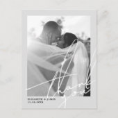 Carte Postale Mariage photo noir et blanc Merci (Devant)