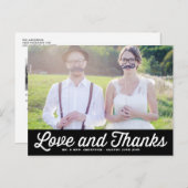 Carte Postale Mariage photo noir rétro Script Merci (Devant / Derrière)