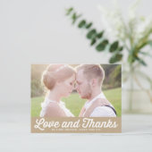 Carte Postale Mariage photo papier Kraft Retro Script (Debout devant)