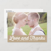 Carte Postale Mariage photo papier Kraft Retro Script (Devant / Derrière)