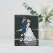Carte Postale Mariage photo pour toujours Grateful Script Merci (Debout devant)