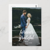Carte Postale Mariage photo pour toujours Grateful Script Merci (Devant / Derrière)